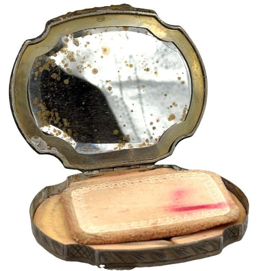 Piero Fallaci Italy 800 Silver Rococo Enameled Powder Mirror Compact Case Box