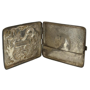 Vintage Chinese Export Silver Repouss√© Dragon Cigarette Case.