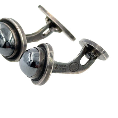 Estate Vintage Sterling Silver and Hematite Cufflinks No. 44 by Georg Jensen