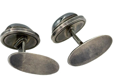 Estate Vintage Sterling Silver and Hematite Cufflinks No. 44 by Georg Jensen