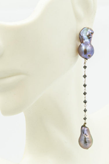 Estate Cultured Black Pearl Ear Pendants
