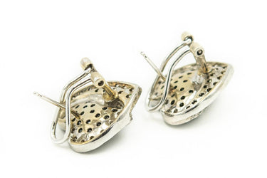 Estate White Gold and Diamond Heart Motif Earrings