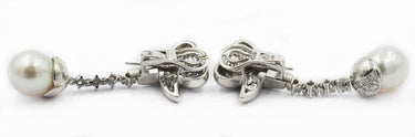 Estate White Gold Diamond and Pearl Earrings