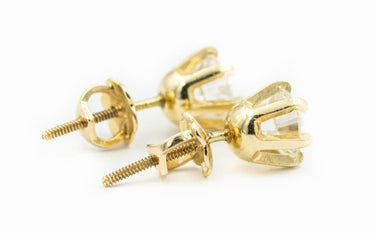 Estate Yellow Gold and Diamond Stud Earrings