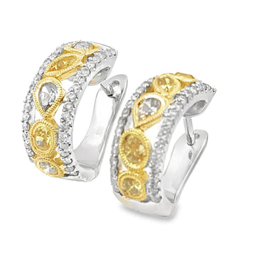 Estate Gold and Diamond Hoop Earrings