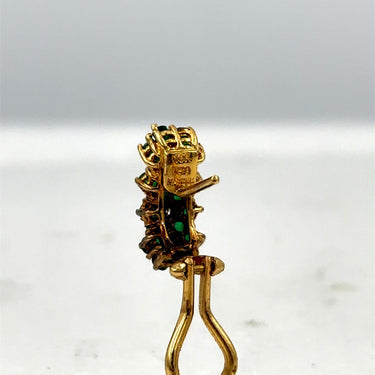 Estate Yellow Gold Diamond and Emerald Hoop Earrings by Mayors