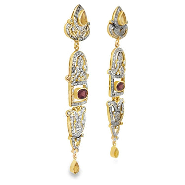 Estate Gold Diamond and Tourmaline Ear Pendants