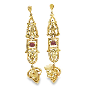 Estate Gold Diamond and Tourmaline Ear Pendants