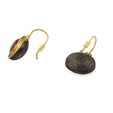 Estate Designer Gold and Sterling Silver Diamond and Tourmaline Earrings