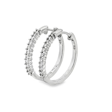 Estate White Gold and Diamond Hoop Earrings