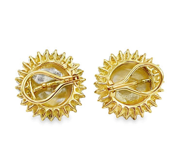 Estate Gold Diamond and Mabe Pearl Earrings