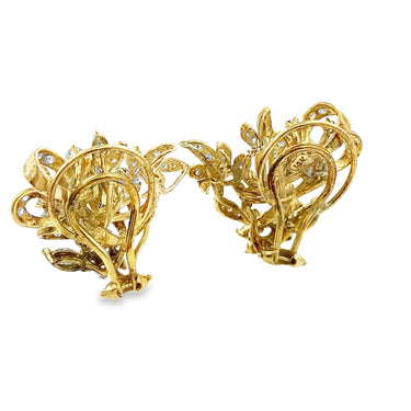 Vintage 14K Yellow Gold Diamond Earrings.