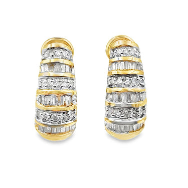14K Yellow Gold Diamond Hoop Earrings