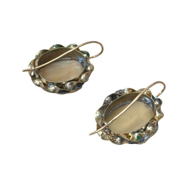 Victorian 14K Yellow Gold Cameo Earrings.