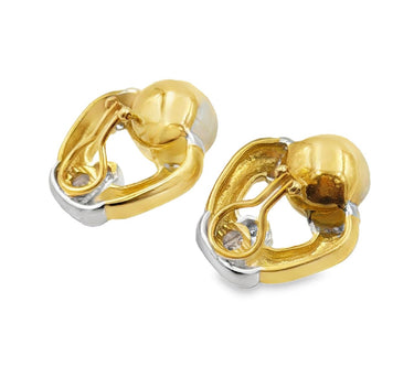 Vintage 18K Baroque Pearl and Diamond Doorknocker Earrings