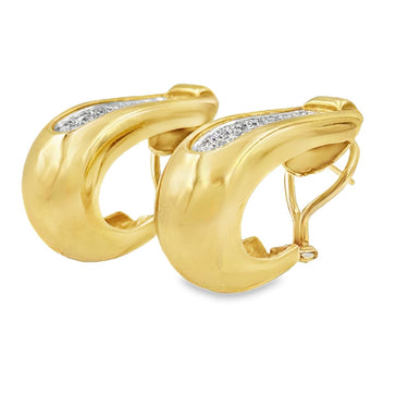 Vintage 18K Yellow Gold Diamond Earrings.