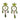 18K Yellow Gold Peridot, Kunzite, Chrome Dioptase & Pearl Ear Pendants