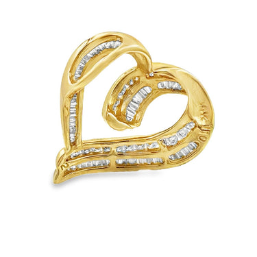 14K Yellow Gold Diamond Heart Slide Pendant