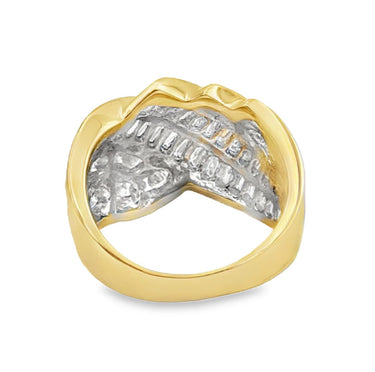 Vintage 14K Yellow Gold Diamond Wave Band ‚Äì Size 6.