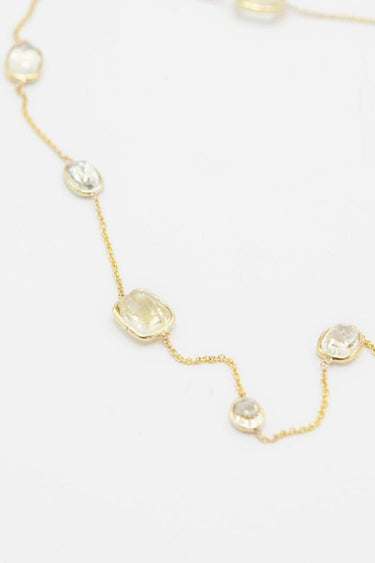 Estate Yellow Gold and White Sapphire Extra Long Necklace