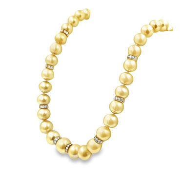 Estate South Sea Cultured Golden Pearl and Diamond Necklace