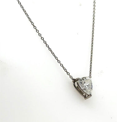 Estate Platinum and Diamond Heart Pendant Necklace