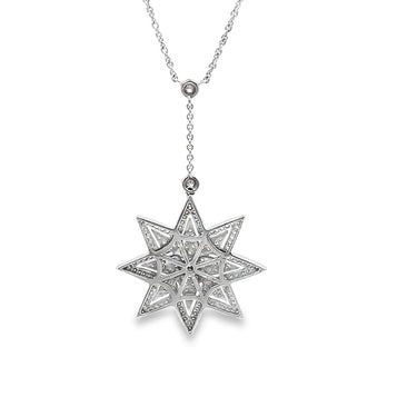 Estate White Gold and Diamond Star Pendant Necklace