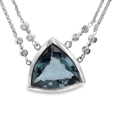 Estate White Gold Diamond and Aquamarine Choker