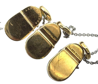 Estate Collection of (3) Gold and Enamel Shoe Pendants with Chain by Aaron Basha