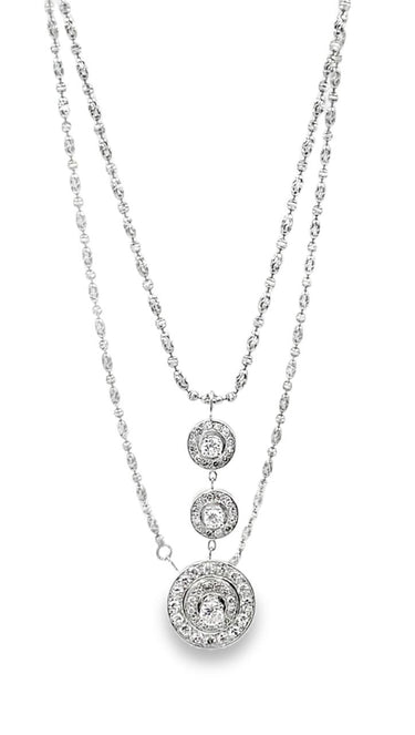 Estate White Gold and Diamond Pendant Necklace