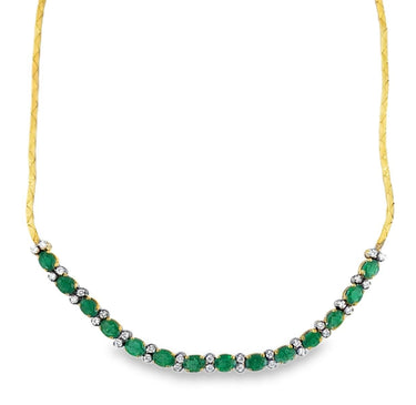 Estate Yellow Gold Emerald and Diamond Necklace