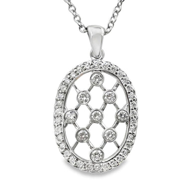 14K White Gold Diamond Pendant with Chain.