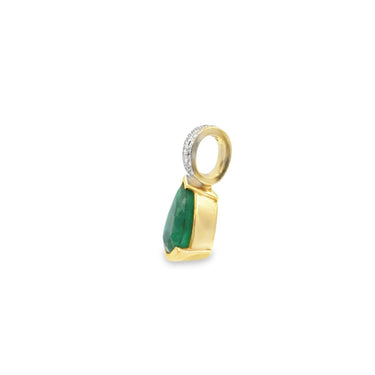 Estate Yellow Gold Diamond and Emerald Pendant