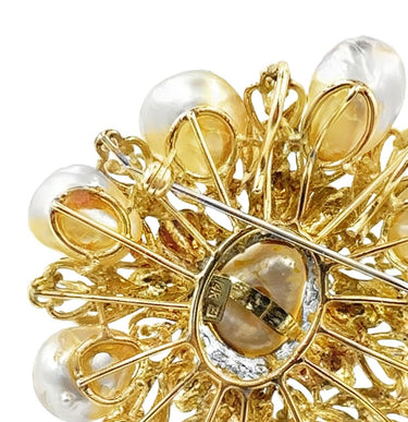 Vintage South Sea Pearl Diamond Brooch.