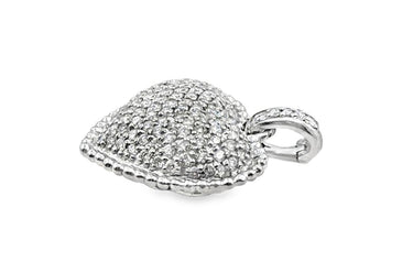 14K White Gold Diamond Heart Pendant
