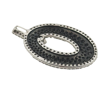18K White Gold Diamond Oval Pendant.