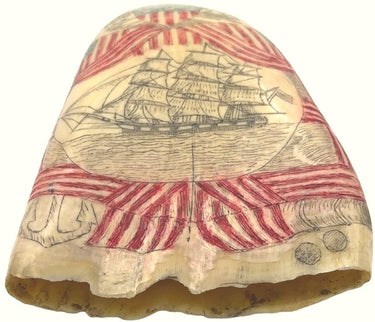 Rare 19th Century POLYCHROME SCRIMSHAW WHALE'S TOOTH