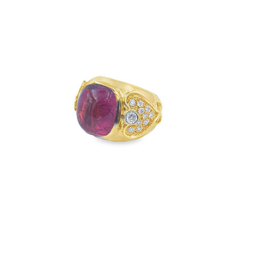 18K Gold Rubelite and Diamond Ring
