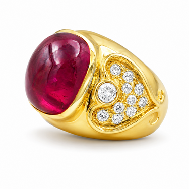 18K Gold Rubelite and Diamond Ring