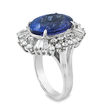 14K White Gold Diamond & Tanzanite Cocktail Ring
