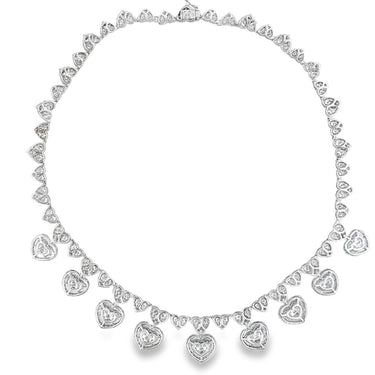 18K White Gold Diamond Heart Necklace