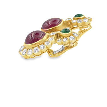 Vintage Van Cleef & Arpels Ruby, Emerald & Diamond Ear Clips