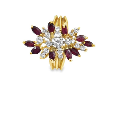 18K Gold Ruby and Diamond Cocktail Ring