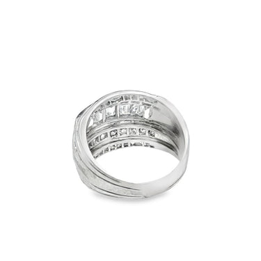 Retro Platinum Diamond Step Band Ring