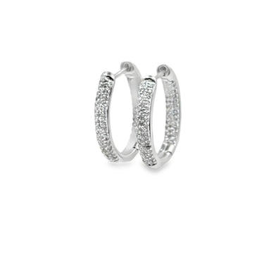 14K White Gold Diamond Hoop Earrings