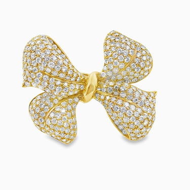 Circa 1980s 18K Gold Diamond Brooch