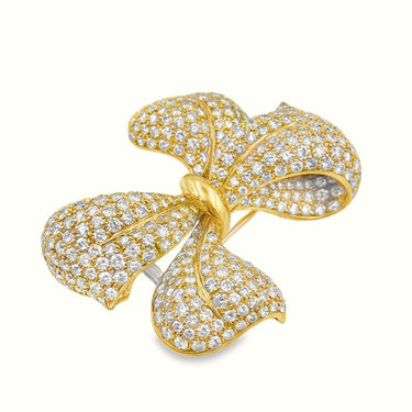 Circa 1980s 18K Gold Diamond Brooch
