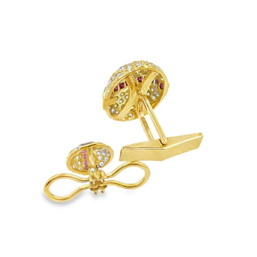 18K Gold Ruby and Diamond Stud Set