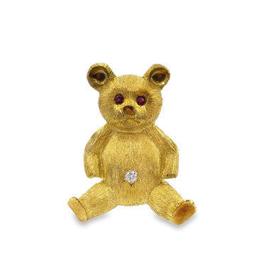 Vintage 18K teddy bear brooch.
