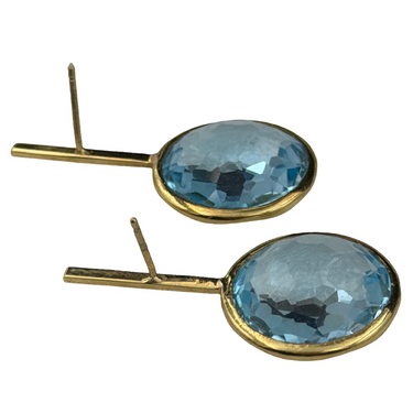 Blue Topaz and Diamond Drop Earrings